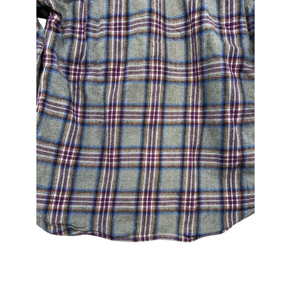 Boden Kids Plaid Flannel Button-Up Shirt 7-8Y Multicolor Gray Purple - Picture 10 of 10